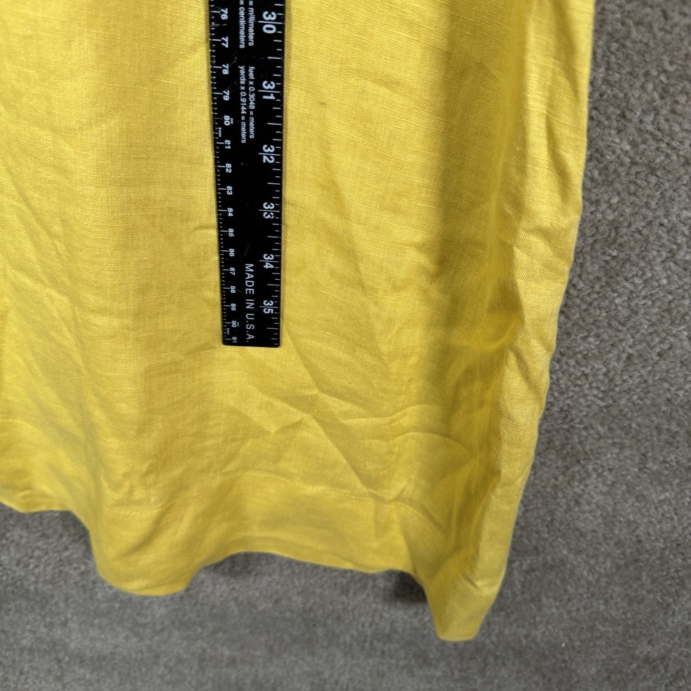 J Jill Dress Women's Small Petite Yellow Linen Shirt Casual 3/4 Sleeve Lagenlook - Picture 5 of 11